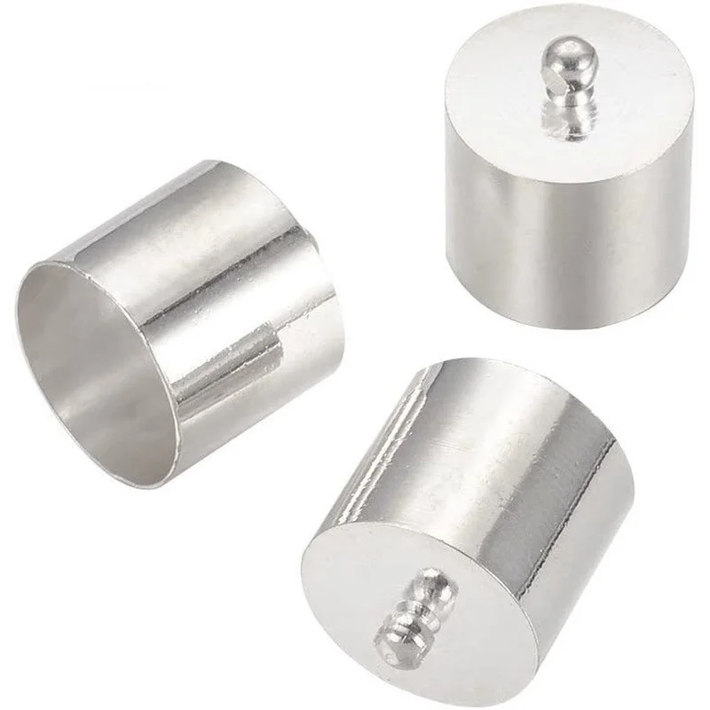 

1000 Pcs Brass Cord Ends Silver 12x8mm Hole: 1mm; Inner Diameter: 7mm
