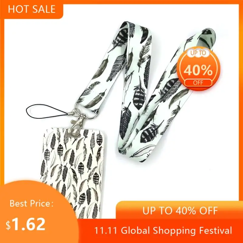 

Винтажные листья перья искусство мультфильм аниме модные ремешки автобус ID Имя держатель для карт аксессуары украшения детские подарки