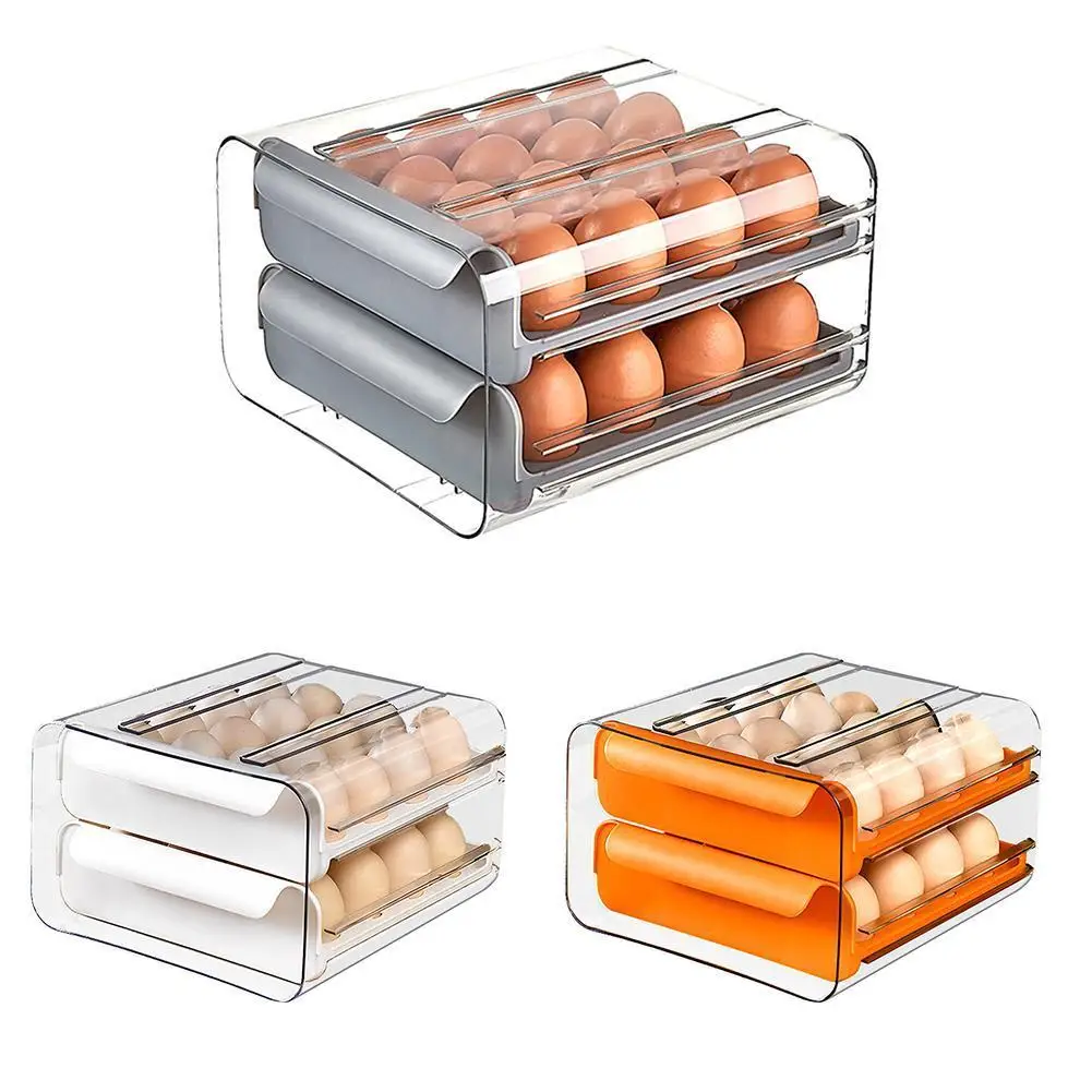 

Household Egg Storage Box Anti-Drop Refrigerator Storage Box Plastic Transparent Dumpling Box Double Layer Egg Tray