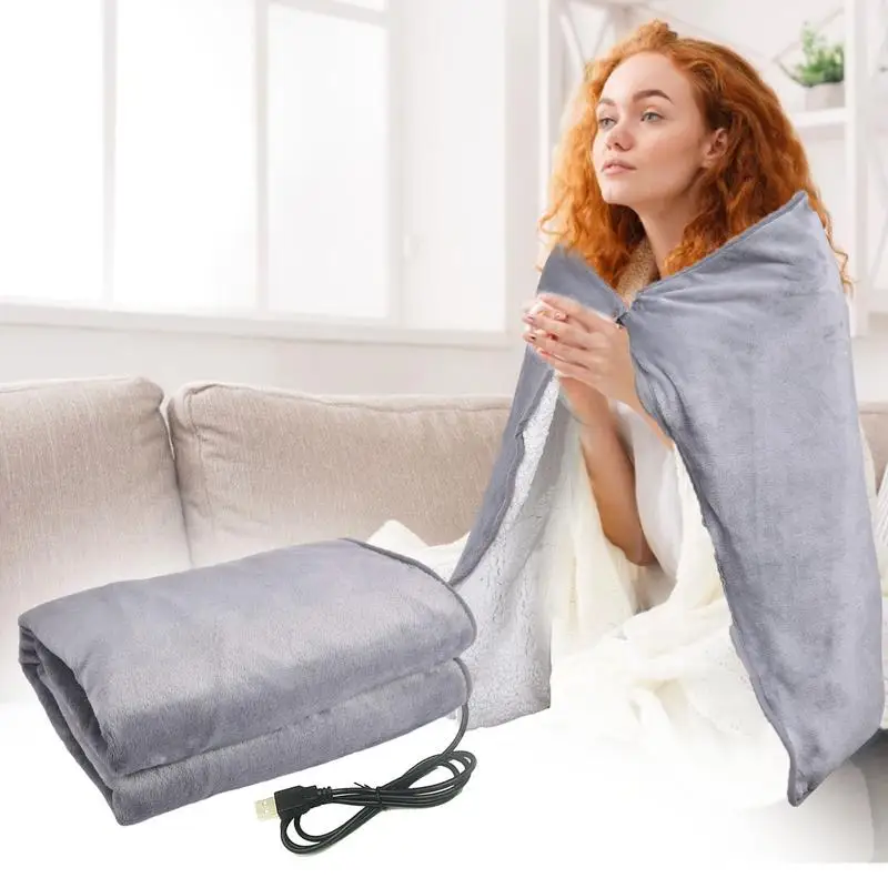 USB Electric Blanket Soft Fast Heating Shawl Throw Hand Knee Feet Lap Legs Warmer Heater Home Outdoor Travel Camping Accessories