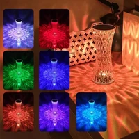 crystal projector atmosphere night light usb rechargeable led table lamp 16 color touch desk lamp for bedroom home decor