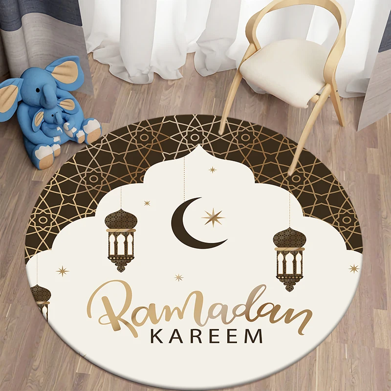 Muslim Prayer Kawaii Printed Round Carpet for Living Room Rugs Camping Picnic Mats Flannel Anti-Slip Rug Yoga Mat stranger thing