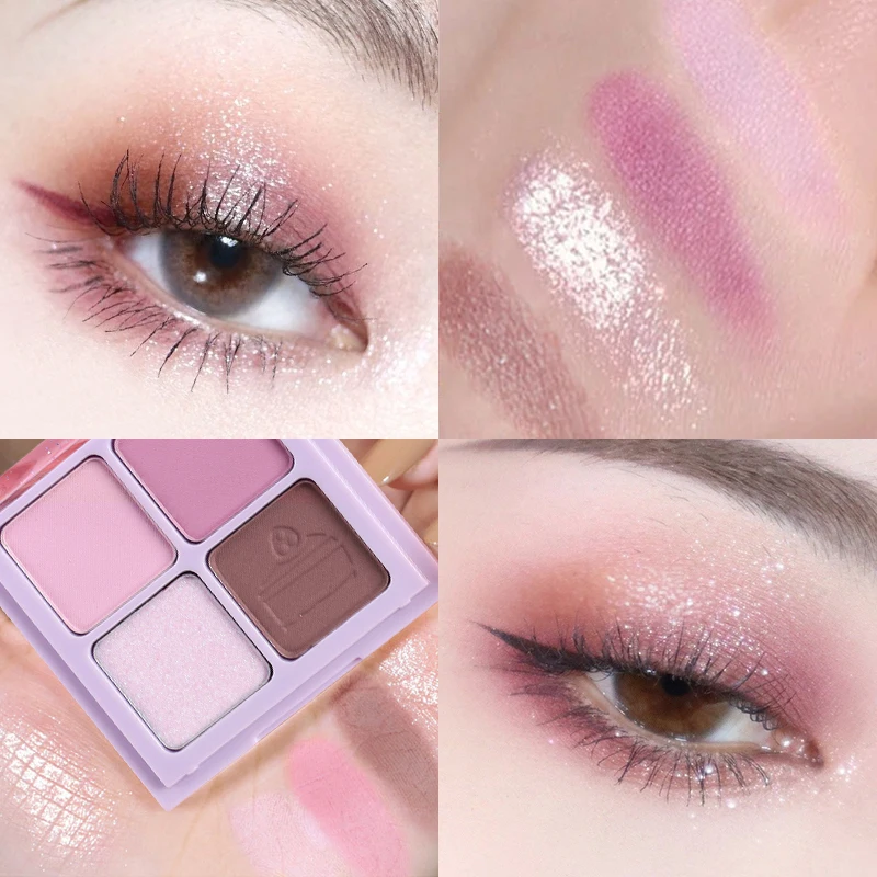 

4 Color Matte Eyeshadow Palette Easy To Color Matte Pearlescent Earthy Shiny Eye Shadow Palette Pigments Shine Eyes Makeup TSLM1