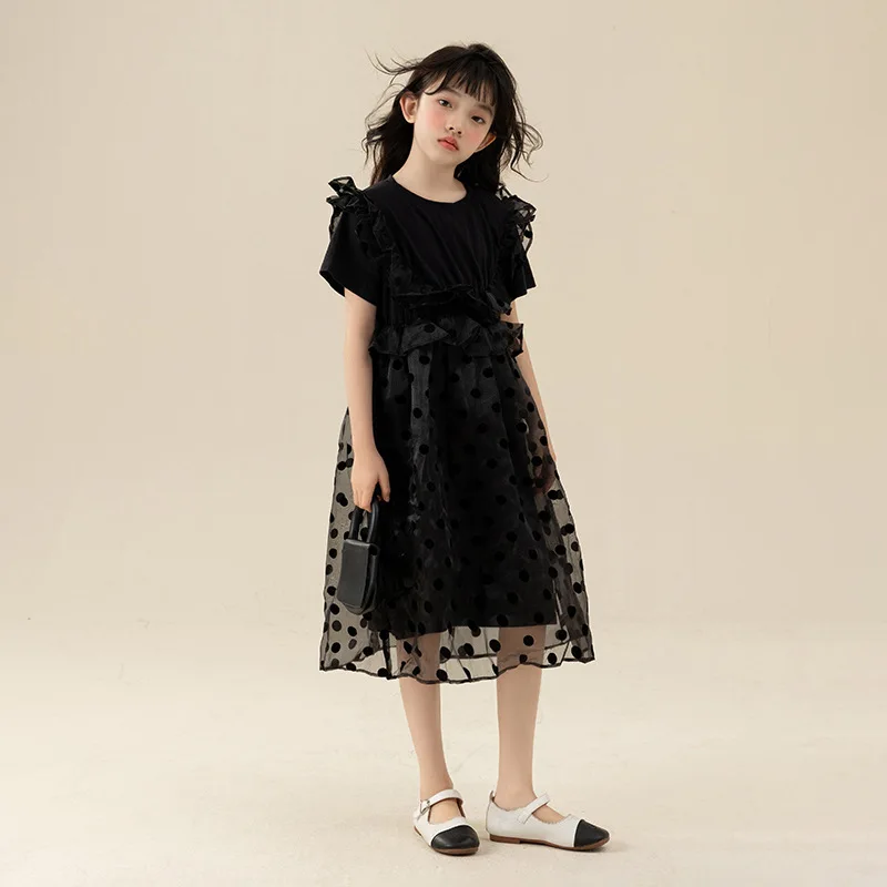 

Elegant Girl Princess Dress Teen Black Party Ceremony Costumes Muslim Eid Children Clothes 8 10 12 years old