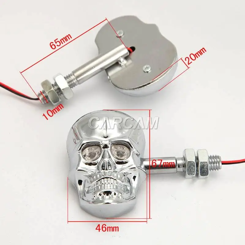 LED Indicator Unit Motorcycle Turn Signal Flasher Skull Head Chrome Cafe Racer Accessories for Kawasaki Z750 R1200r BMW ... |