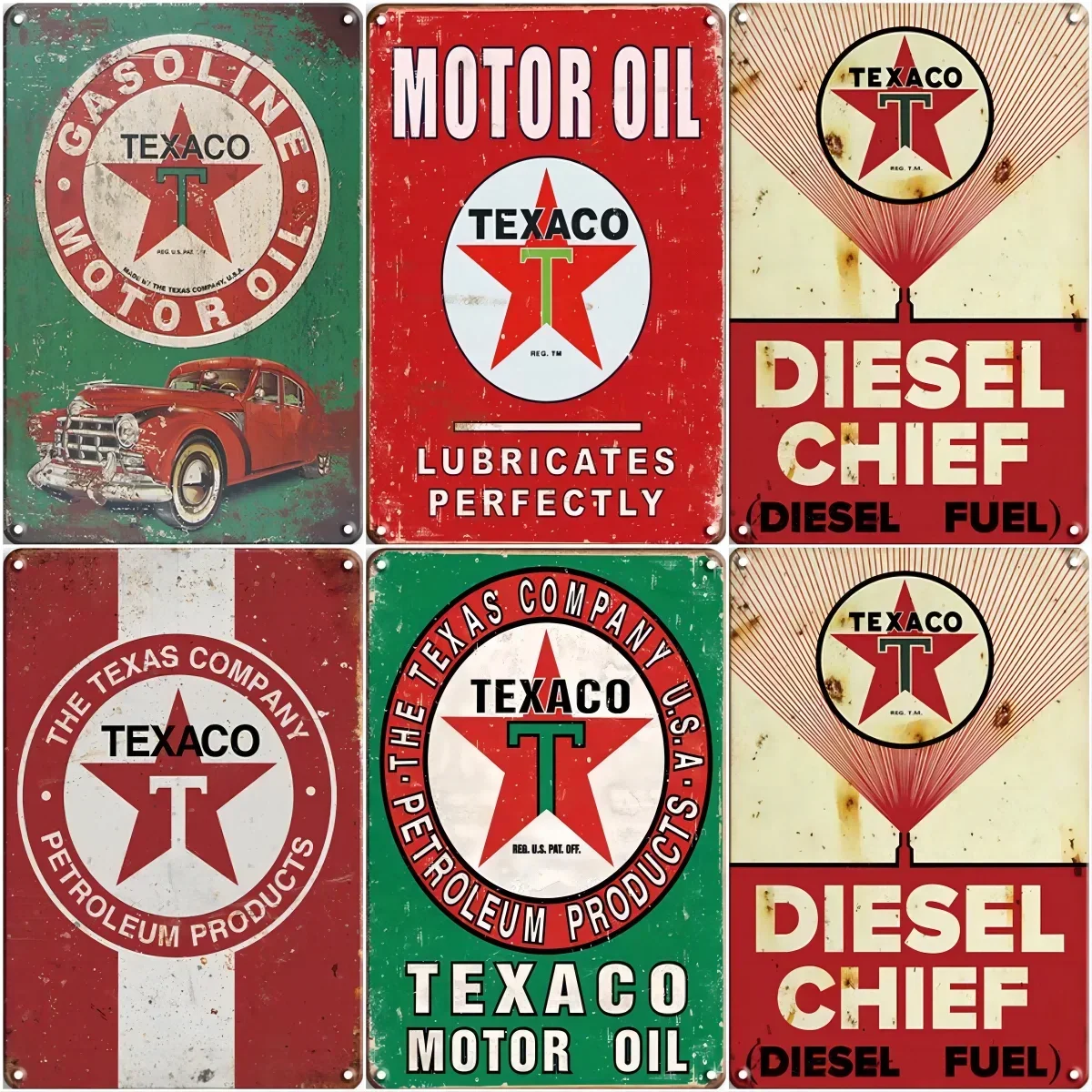 Оловянная вывеска TEXACO MOTOR OIL художественная живопись металлическая настенная