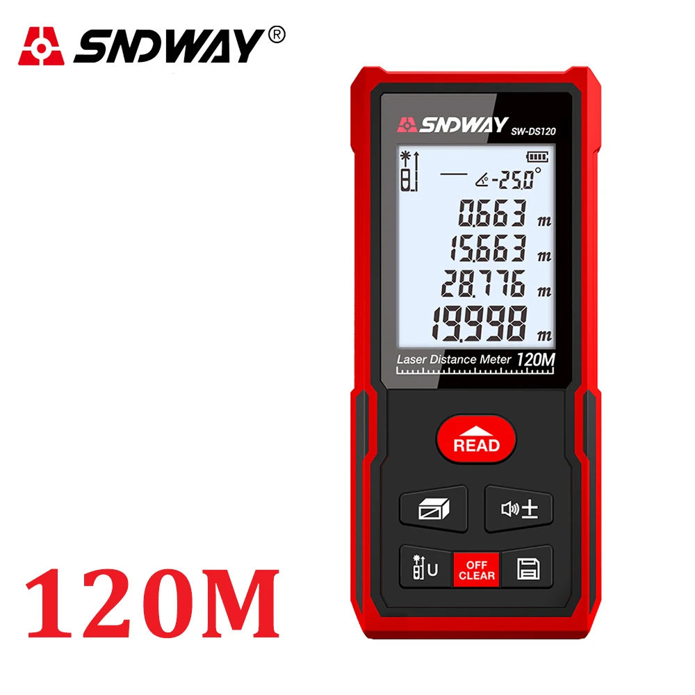 

SNDWAY Laser Distance Meter 40m 50m 60m Laser Rangefinder Roulette Range Finder Trena Ruler Telemetre Measuring Tape Tools