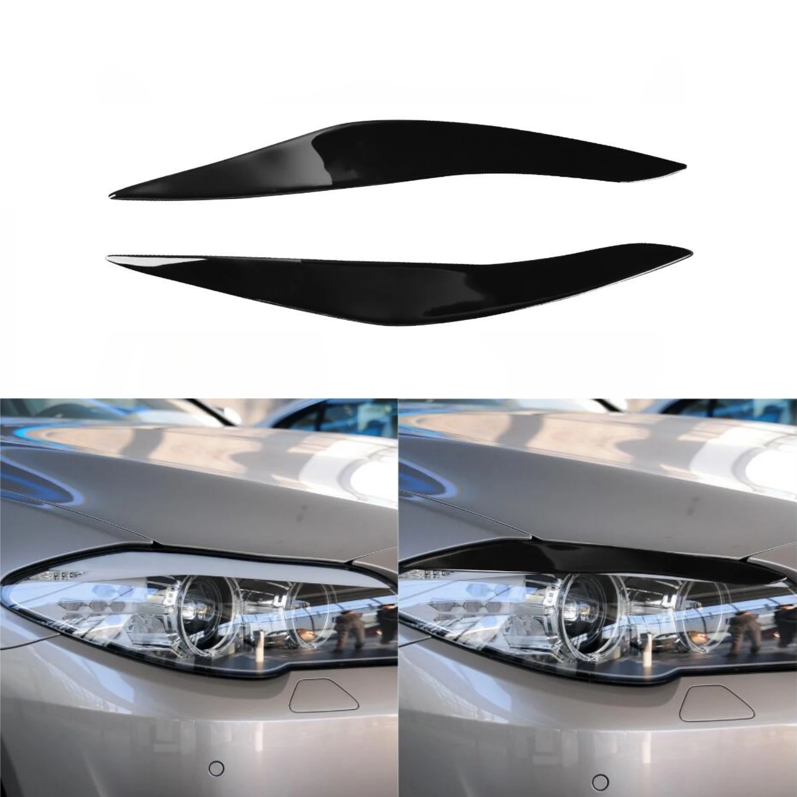 

Аксессуары для BMW F10 2010-2013, автомобильная фара, подводка для глаз, искусственная отделка, фортепиано, черные автомобильные экстерьерные наклейки для тюнинга