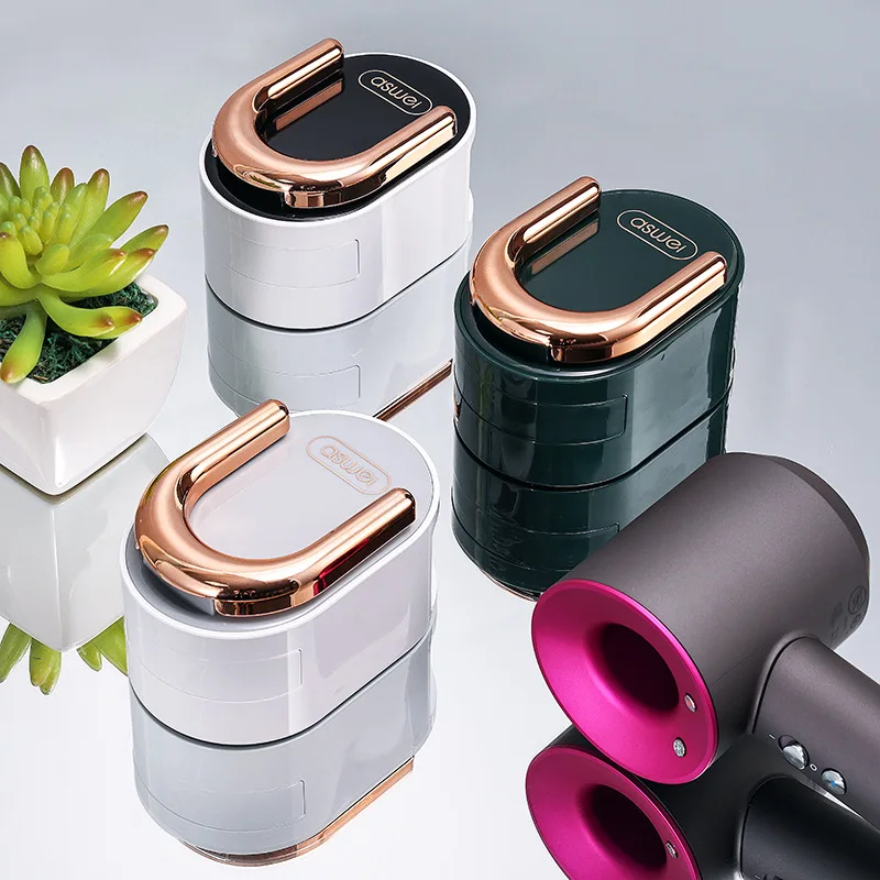 

Hair Dryer Rack Universal Wall-mounted No Punching Foldable Water Proof Save Space Sundries Storage Home Bathroom Accessories