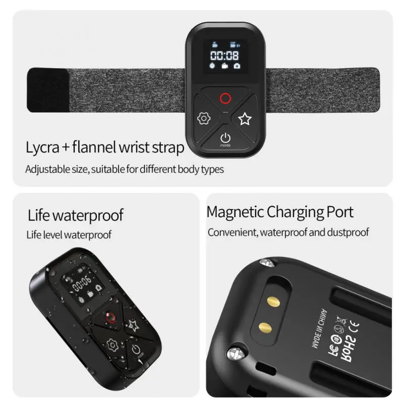 TELESIN 80 м Bluetooth пульт дистанционного управления для GoPro Hero 10 9 8 с ЖК-дисплеем горячая