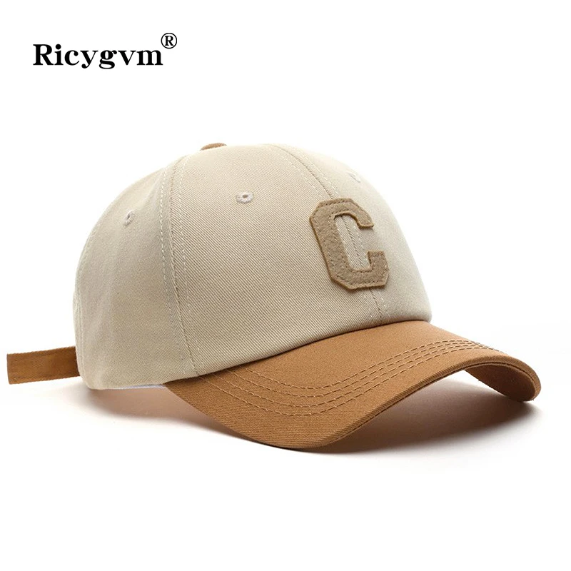 

C Baseball Cap Yellow Stitching Letter Embroidery Snapback Hat Korean Fashion Outdoor Sun Visors Women Girl Hip Hop gorras кепка