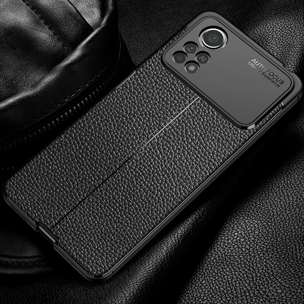 

Poco X4 Luxury Brand Original Shockproof Armor Cover for Xiaomi POCO X4 Pro Soft Leather Carbon TPU Case