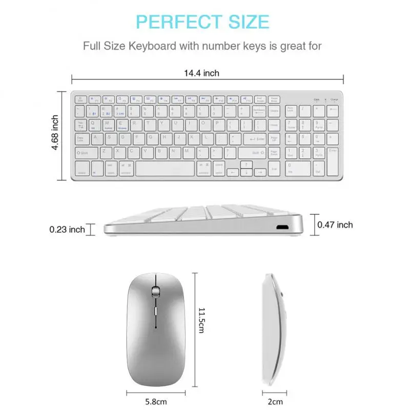 

Бесшумная клавиатура и набор мышей, двойной режим, универсальная мышь, беспроводная перезаряжаемая клавиатура
