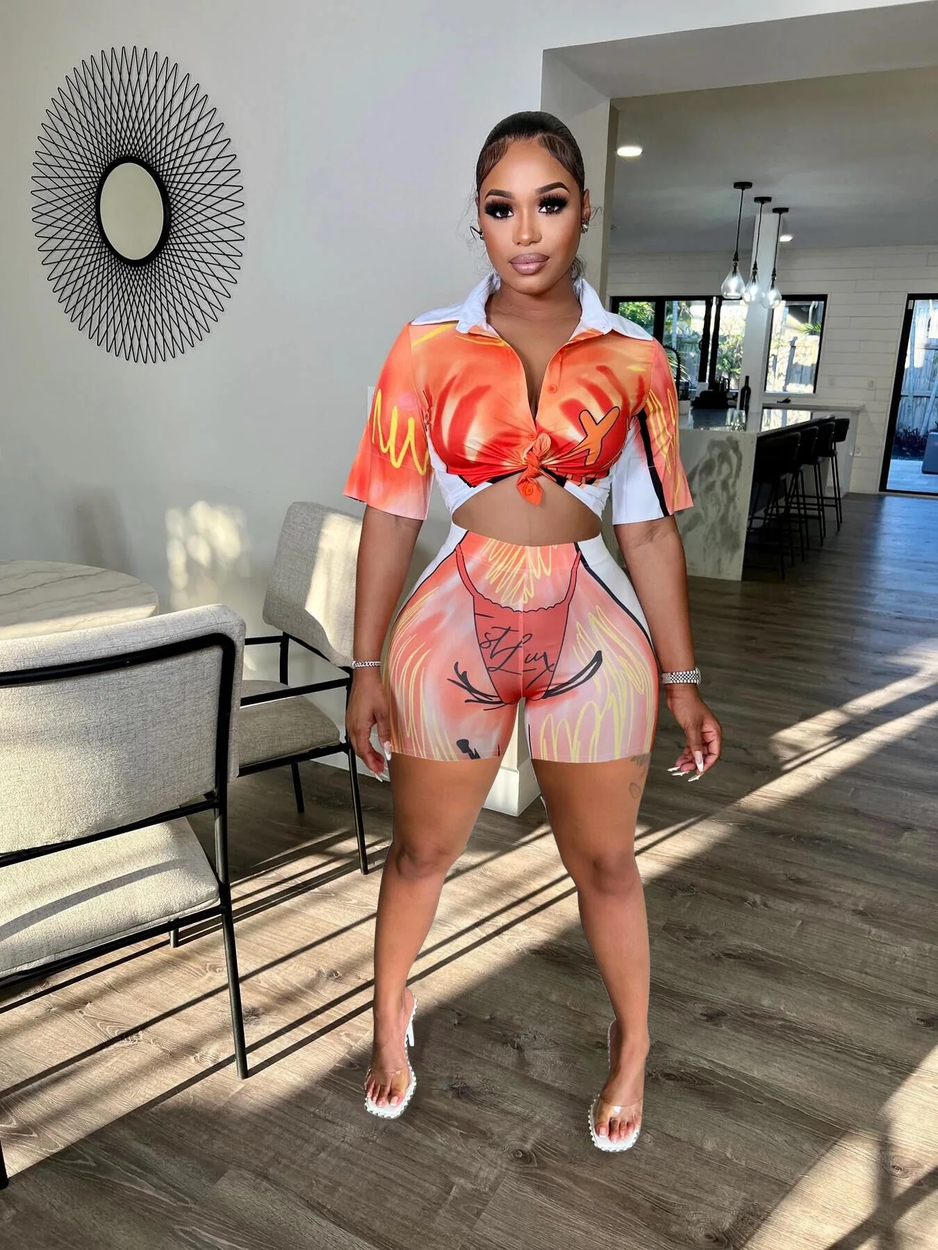 Женский комплект из 2 предметов с 3D-принтом летний женский спортивный костюм