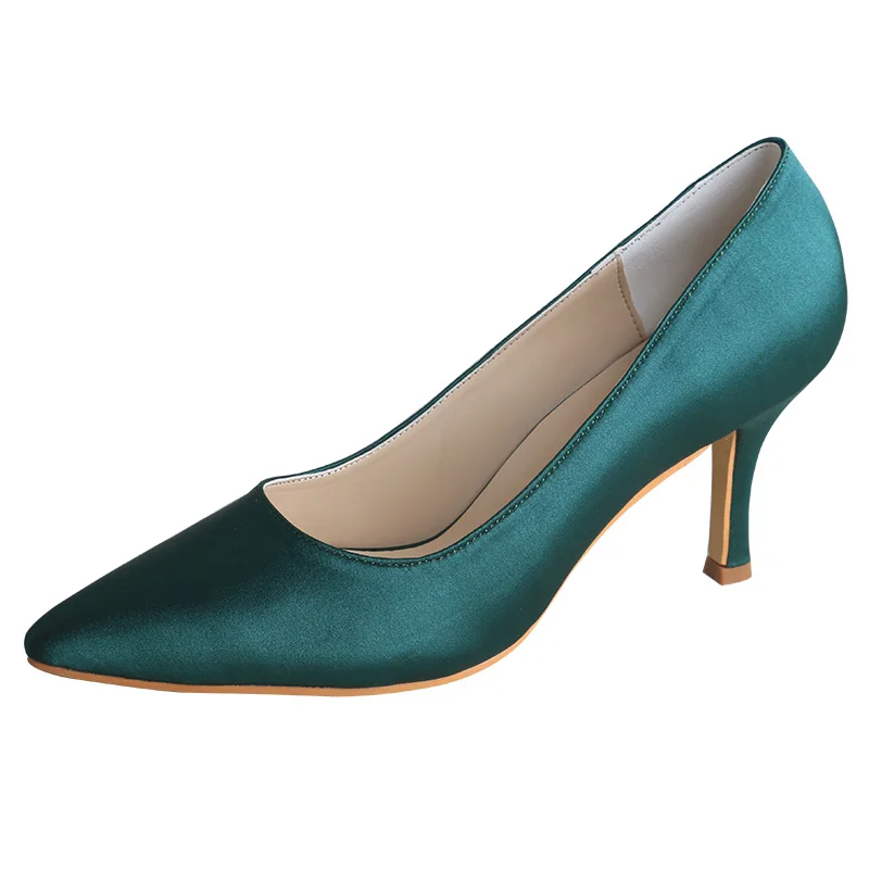 

Женские свадебные туфли Wedopus, туфли-лодочки на шпильке, с острым носком, темно-зеленые