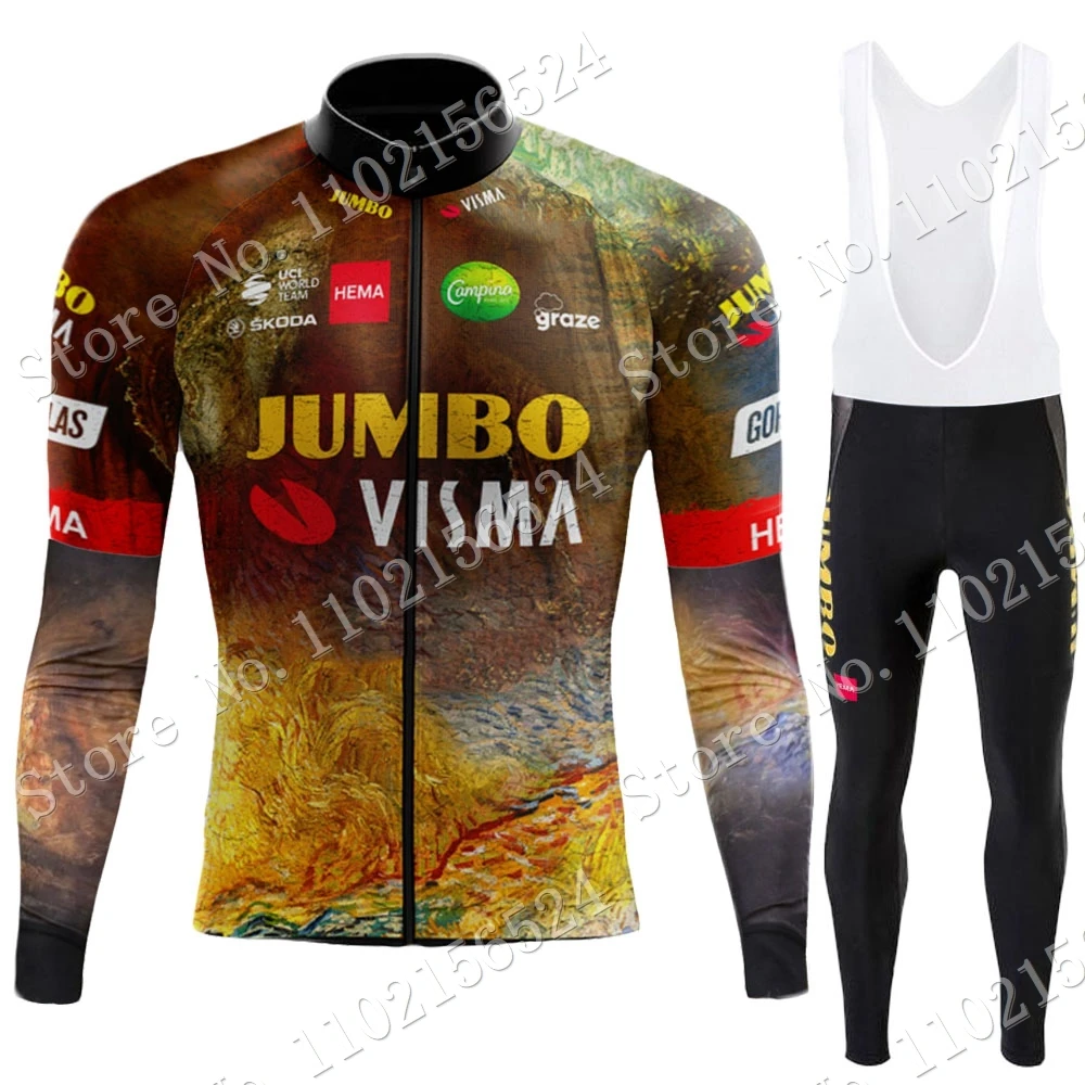 Мужской комплект одежды для поездок на велосипеде Team Jumbo Visma зимняя одежда по