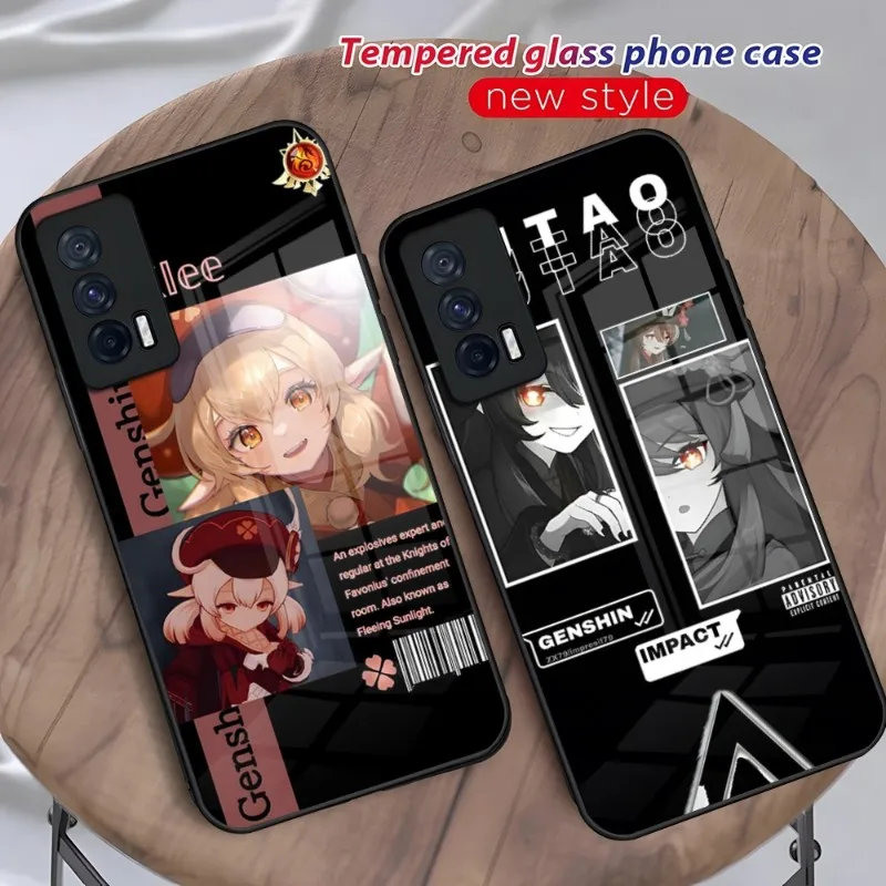 

Anime Genshin Impact Phone Case Glass For Oppo Find X3 X5 Pro One Plus Reno 6 7 A55 A57 A54 A93s A94 A92s A95 8 9 Cover