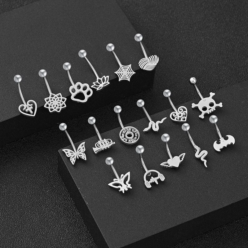

1PC New Fashion Curved Belly Button Nail Stainless Steel Butterfly Skull Snake Belly Button Ring Tragus Body Piercing Jewelry