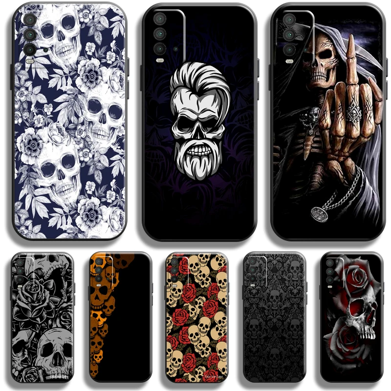 

Grim Reaper Diablo Rose Skull Phone Case For Xiaomi Redmi Note 8 8T Pro Case For Redmi 8 8A Liquid Silicon Carcasa Funda Black