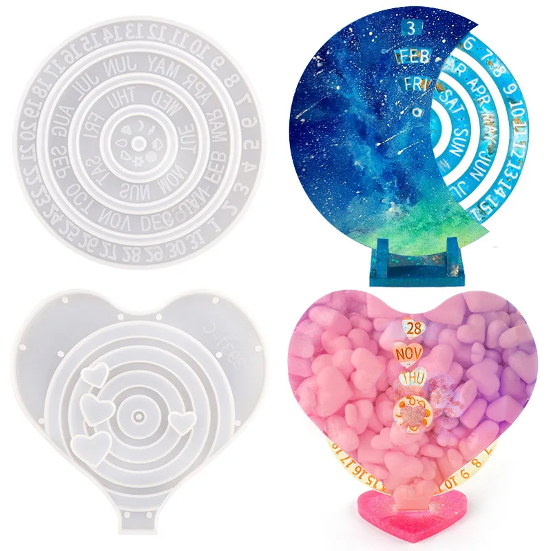

Calendar Disc DIY Crystal Silicone Mold Week Perpetual Calendar Home Ornaments Listing Silicone Mold For Resin Jewelry Making