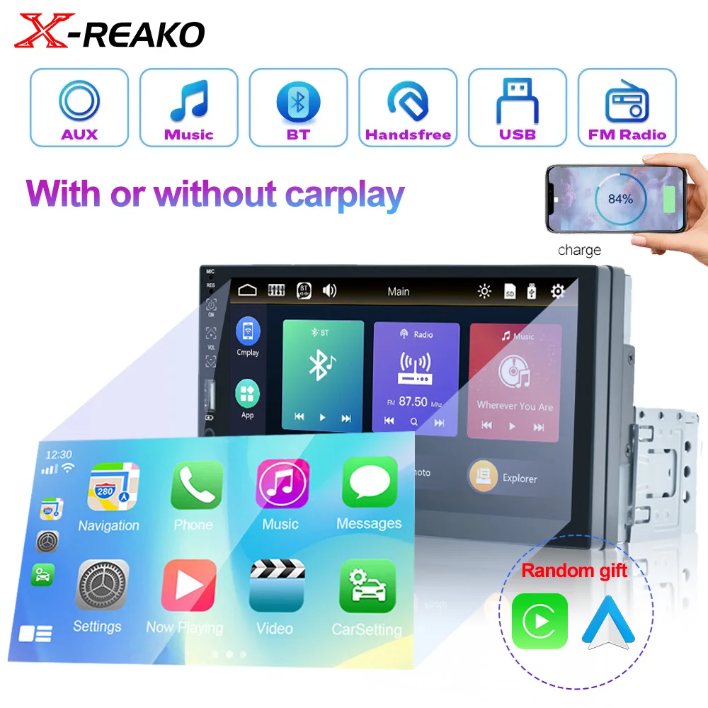 

X-REAKO 7050D C800-chip 1 Din With and without Carplay Car Radio 7" HD Multimedia MP5 Player MirrorLink Stereo BT 2USB FM Camera