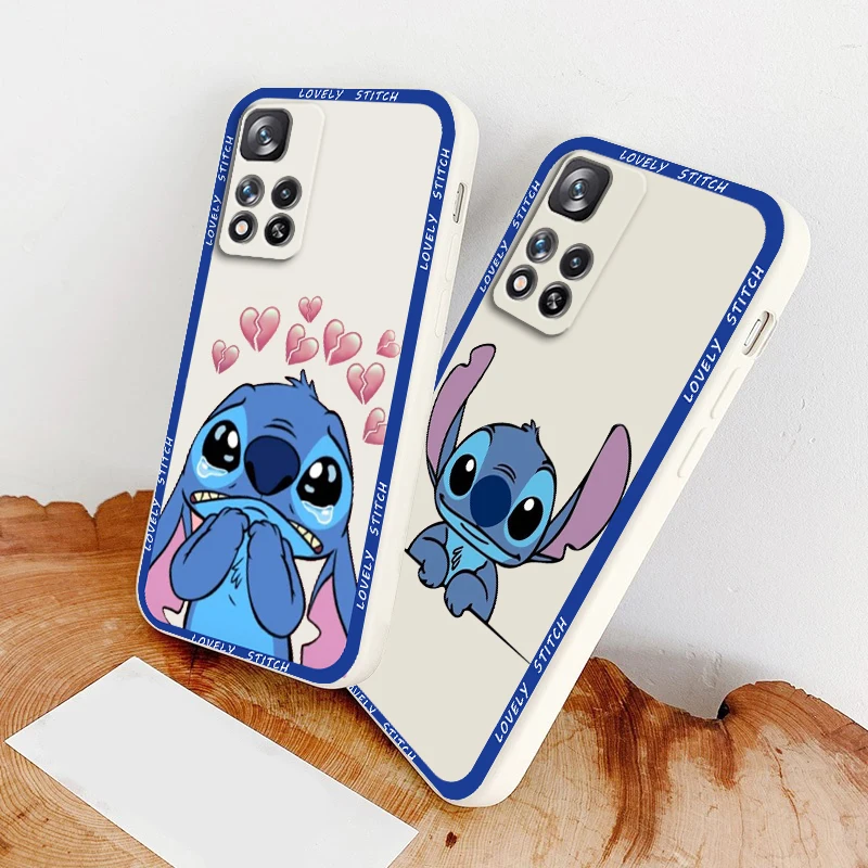

Liquid Rope Soft Cover Disney Lilo & Stitch Art Phone Case For Xiaomi Redmi Note 11 11S 11T 10S 10 9S 9T 9 8T 8 Pro Plus 5G