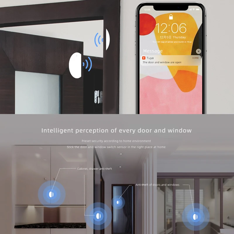 Умный дверной датчик Zigbee детекторы открытия и закрытия дверей магнитный