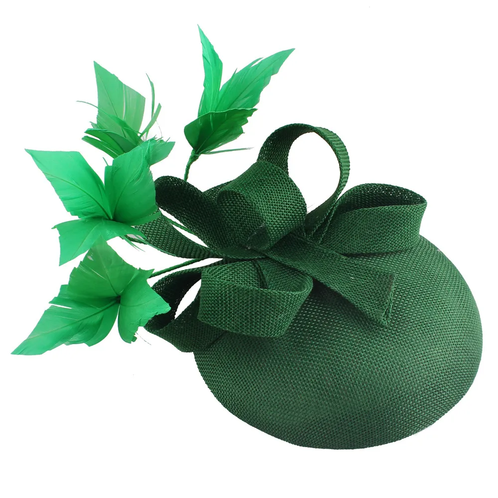 Новая женская хаки фасцинатор Пенни Меш Перьевые Шляпы Модные Ленты Женские Свадебная Вечеринка Федора Шляпа Удивительные Аксессуары SYF570