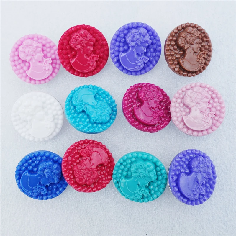 10 Piaces Pack Plastic Resin Cameo Venushead 18mm Snap Buttons For Diy Jewelry Findings Mix Colors