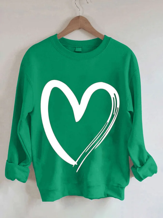 

Autumn New Comstylish Cotton Pullover Love Heart Round Neck Sweatshirt Casual Fashion Harajuku Loose Pullovers Tops Clothes