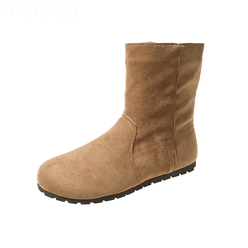 Женские замшевые ботильоны на плоской подошве зимние дизайнерские ботинки