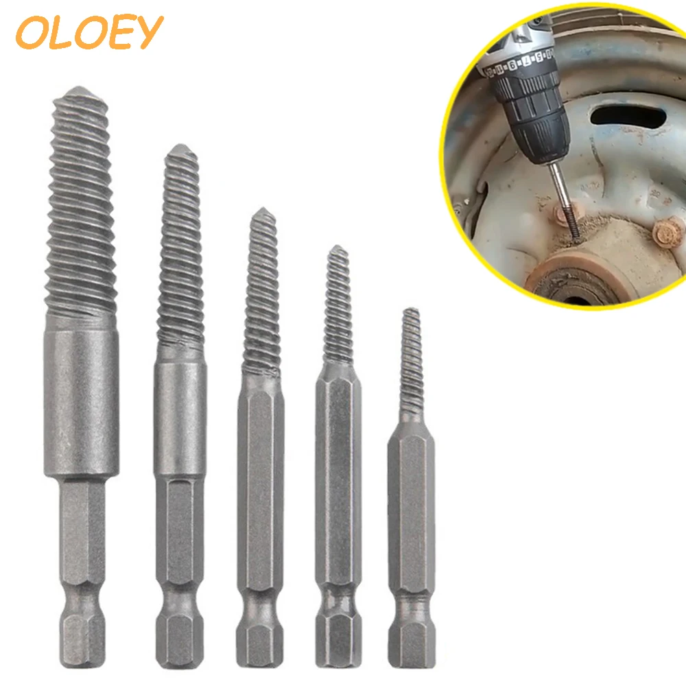 

3/5pcs Hex Screw Extractors Tool Broken Damaged Screw Extractor Drill Bit Guide Set Broken Bolt Remover Easy Out Set Power Tool
