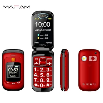 Mafam F899 Flip Elderly Cellphone Two Display SOS Fast Quick Call Push Button Folded Senior Mobile Phone Torch FM Easy Work 1