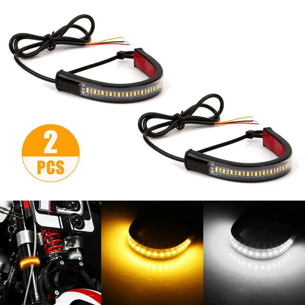

1 Pair Turn Signal Lamps Long Service Life Flowing Headlights Double Color LED Modification Motorcycle Lamps Outdoor Accessory