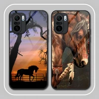 horse phone case tempered glass for redmi k40 k20 k30 k50 proplus 9 9a 9t note10 11 t s pro poco f2 x3 nfc cover