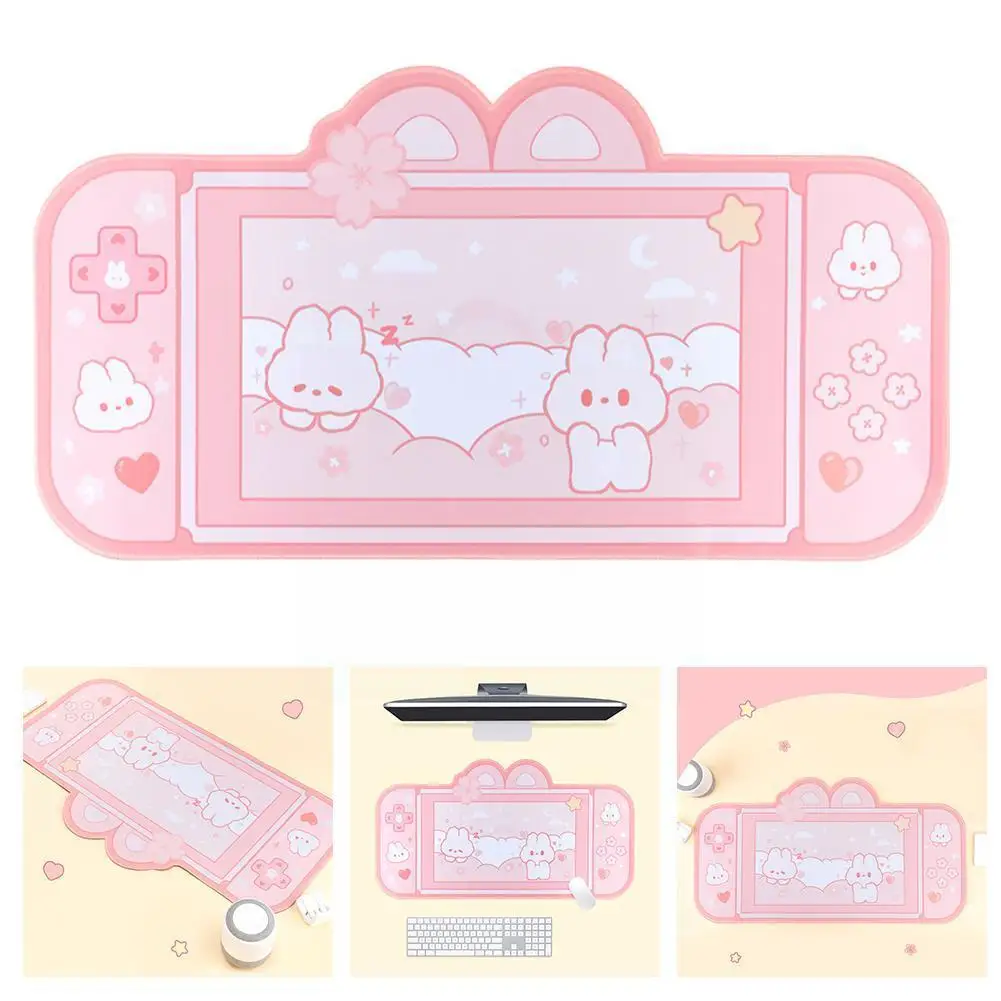 

Большой милый игровой коврик для мыши Kawaii С мультяшными кроличьими ушками, розовый, водонепроницаемые аксессуары, Настольный коврик для но...
