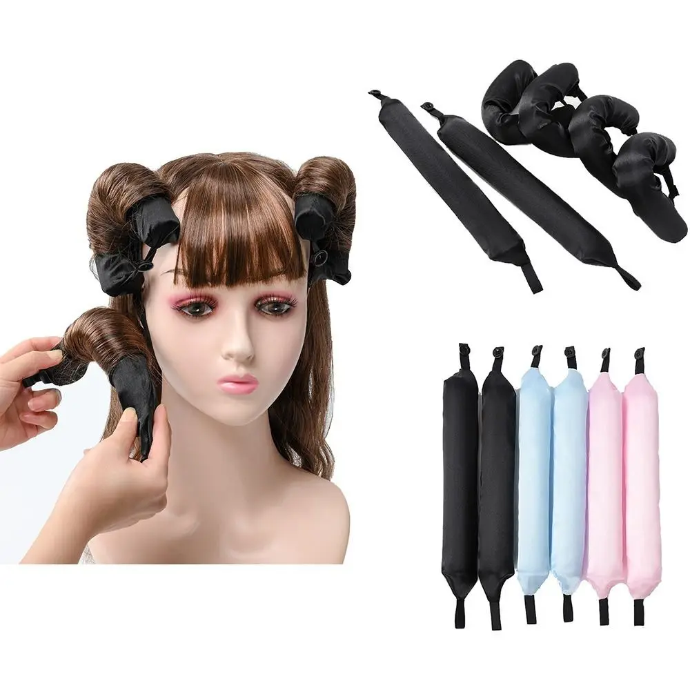 6Pcs Lazy Curling Wand Foam Hair Curler Big Wave Magic Styling Curls Tools Heatless Curling Wand With Button Curling Barrel
