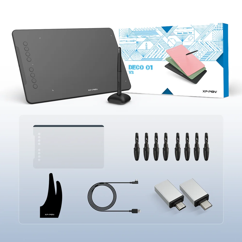XPPen Deco 01 V2 10-дюймовый графический планшет Графический цифровой ...