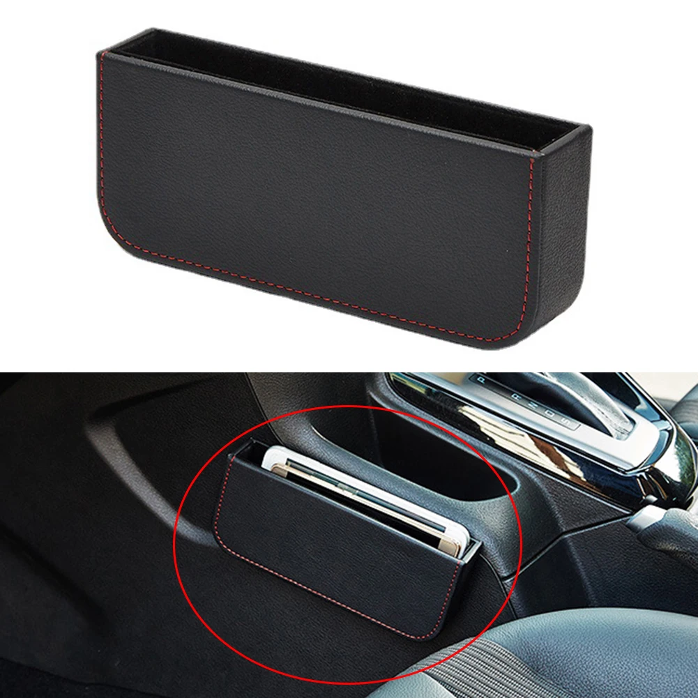 

1pcs Car Seat Gap Storage Box Side Seat Gap Organizer Phone Holder Box Car Decor Black Plastic Paste Type Universal