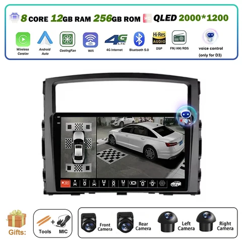 Android Auto для Mitsubishi Pajero 4 V80 V90 2006-2024 QLED автомобильный радиоприемник мультимедийный плеер GPS беспроводной Carplay 4G BT DSP 9 дюймов
