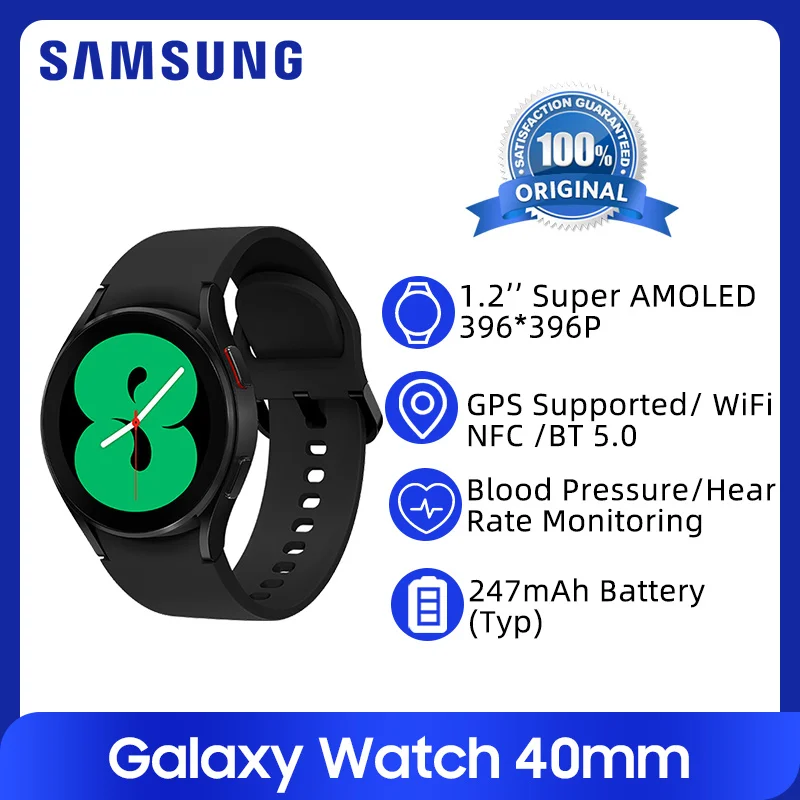 Оригинальные Смарт-часы Samsung Galaxy Watch 4 40 мм 55 дюймов AMOLED дисплей измерение уровня