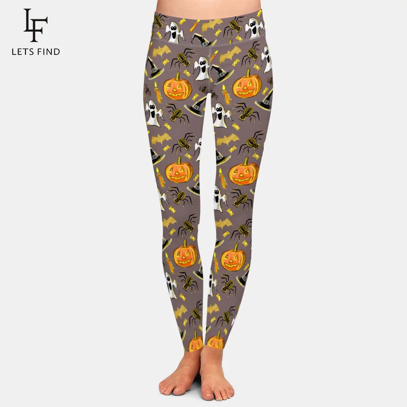 LETSFIND High Qualiity Sexy 3D Halloween Pumpkin and Ghost Print Leggings High Waist Fashion Women Fitness Stretch Leggings