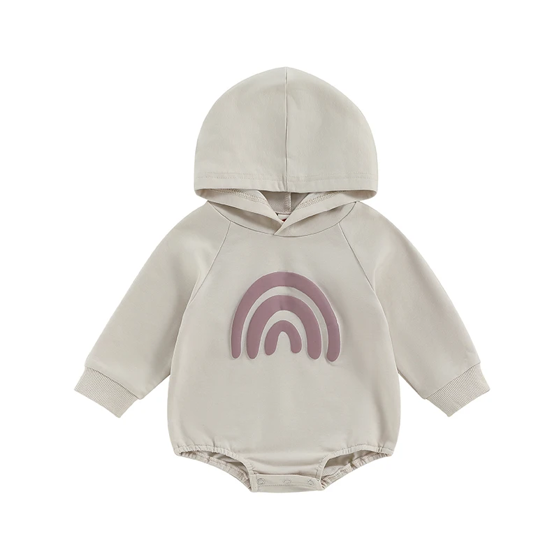 

Newborn Infant Baby Boy Girl Hoodie Romper Rainbow Print Sweatshirt Long Sleeve Outfit Fall Clothes