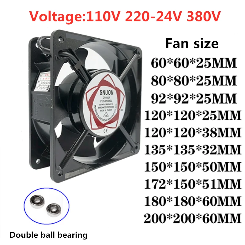 Ventilador de Refrigeração Industrial 110v 220v 380v Duplo Rolamento de Esferas Elétrica Gabinete Soldador Universal Ventilador Axial Novo 11 12cm 15cm