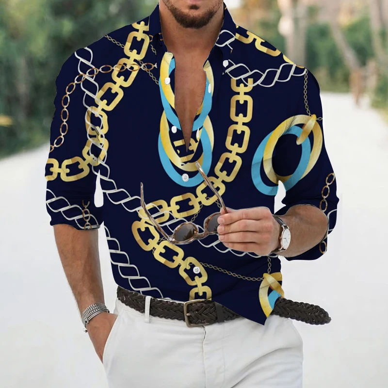 

Luxury Fashion Gothic Shirts Men 3d Shirt Buttoned Casual Cardigan Printed Shirts Long Sleeve Tops Hawaii Blouses Mens Clothing