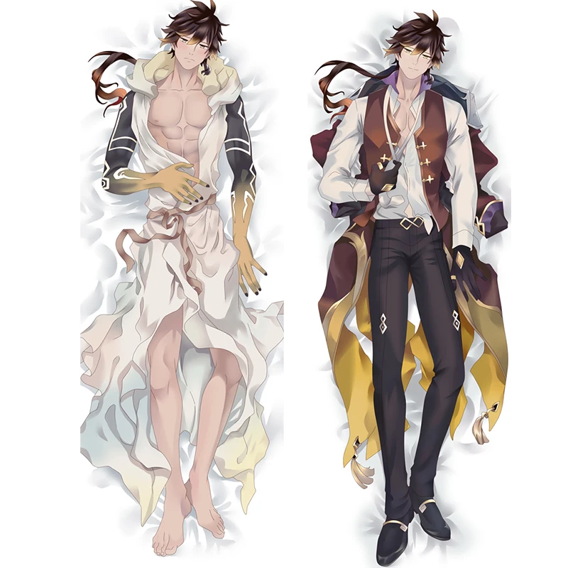 

2WAY/WT Game Genshin Impact Cosplay Dakimakura Pillows Zhongli Hugging Body Pillowcase Peachskin 2Wt Pillow Case Cover DIY