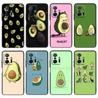 cute cartoon avocado food for xiaomi mi 12 12x 11t 11i 11 10t 10 9t 9se 9 a3 cc9e pro ultra lite black silicone phone case
