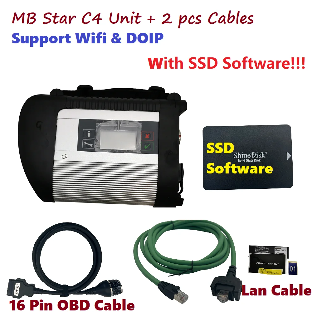 Фото MB Star C4 Автомобильный диагностический инструмент Поддержка Wi-Fi DOIP SD Connect C4 OBD2 сканер мультиплексор для грузовиков mercede Запчасти Аксессуары №1