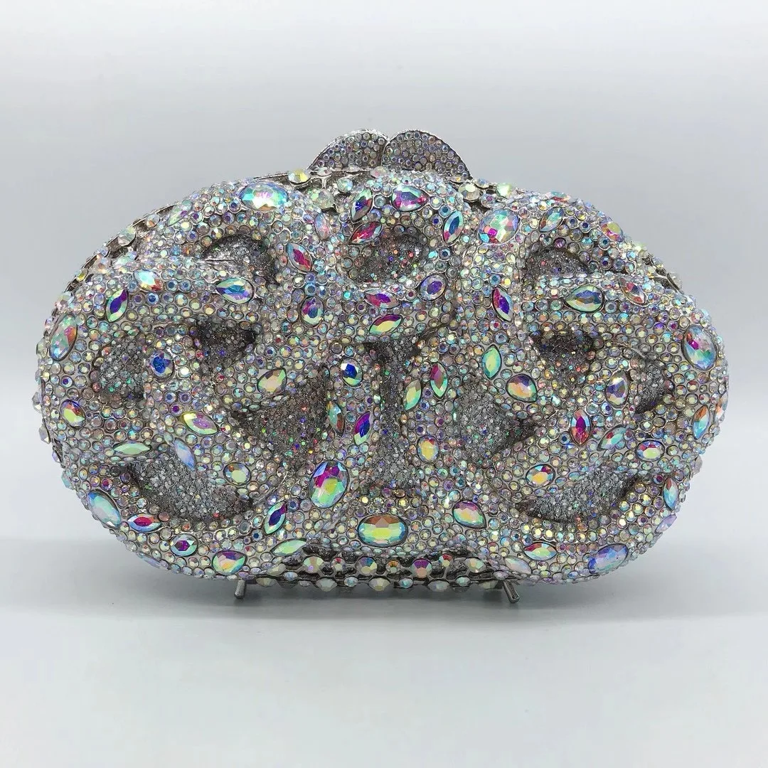 

Новый Серебристый клатч с кристаллами AB, роскошные женские вечерние клатчи для свадебной вечеринки, женские сумочки, маленькие сумки для телефона