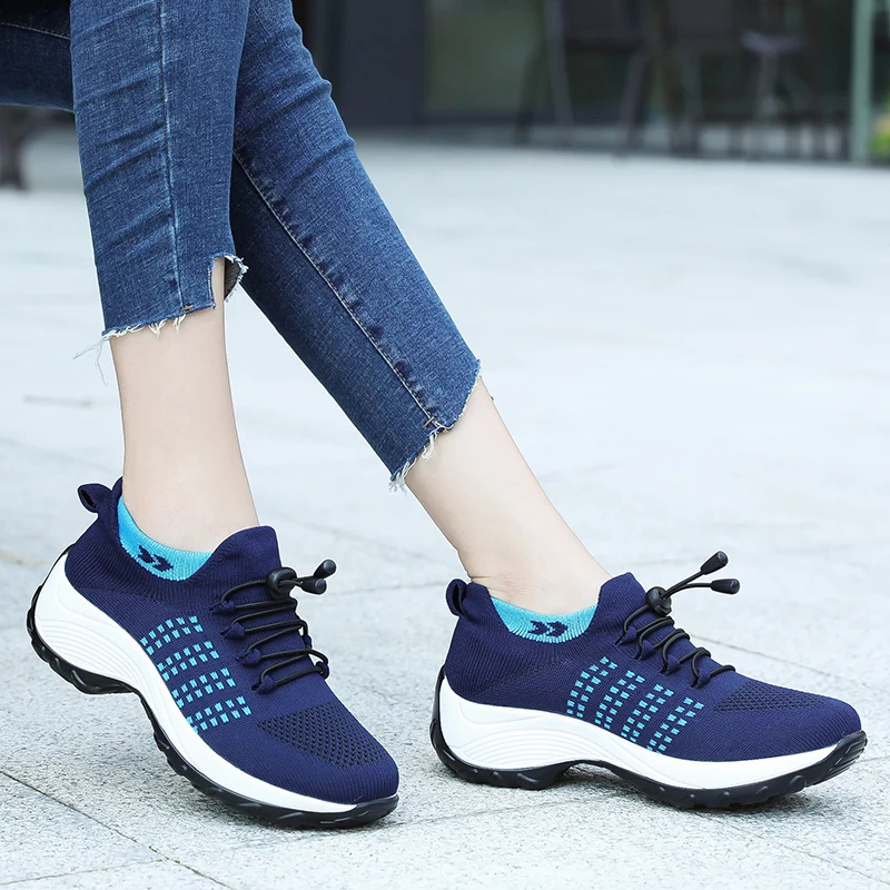 Fashion Girls Sneakers Ladies Outdoor Breathable Comfortable Walking Sock Shoes Plus Size 35-45